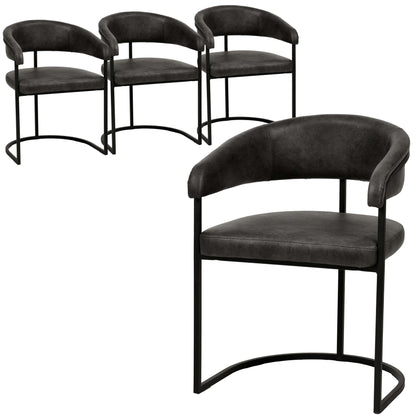 Aero Upholstered Dining Chair Curved Back Design Padded Seat in Iron Set of 4 - Elax Furniture