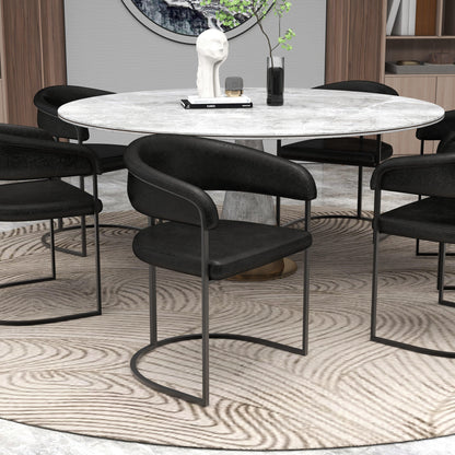 Aero Upholstered Dining Chair Curved Back Design Padded Seat in Iron Set of 4 - Elax Furniture