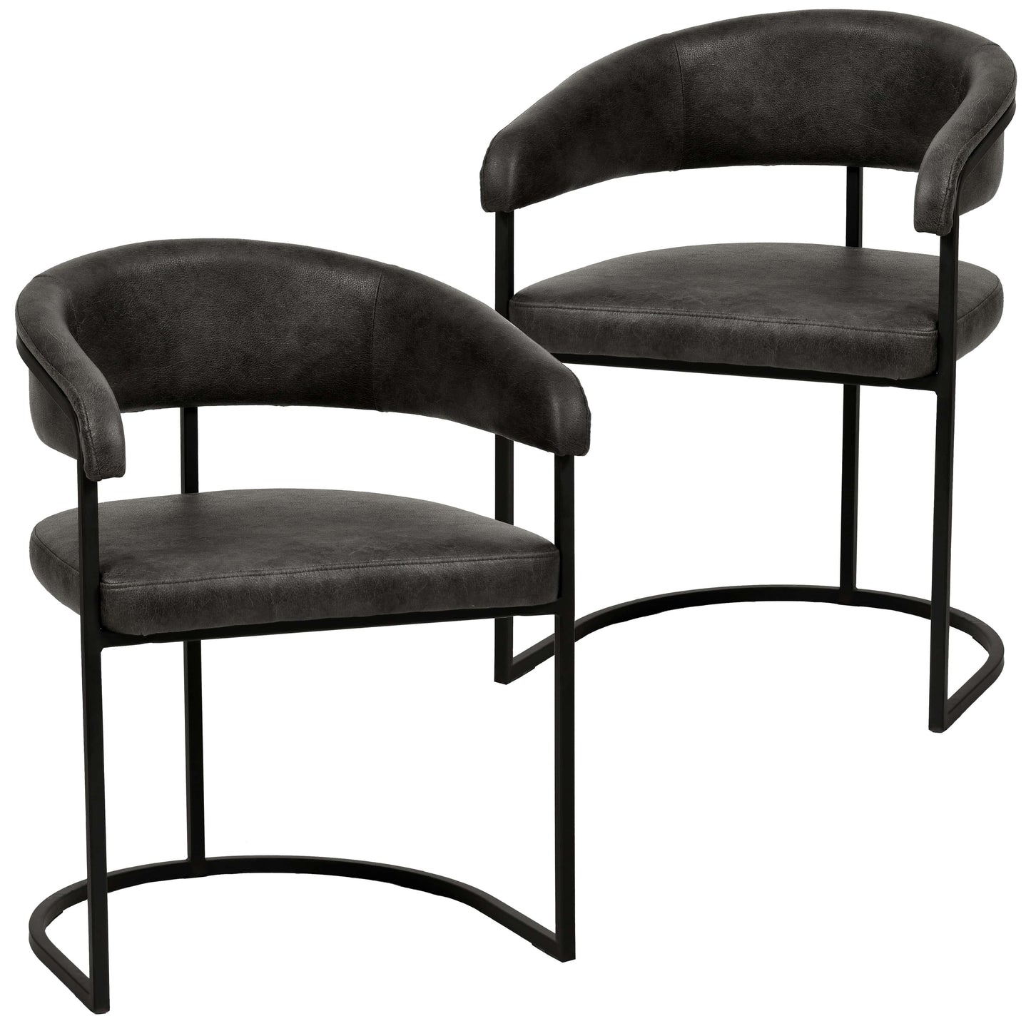 Aero Upholstered Dining Chair Curved Back Design Padded Seat in Iron Set of 2 - Elax Furniture