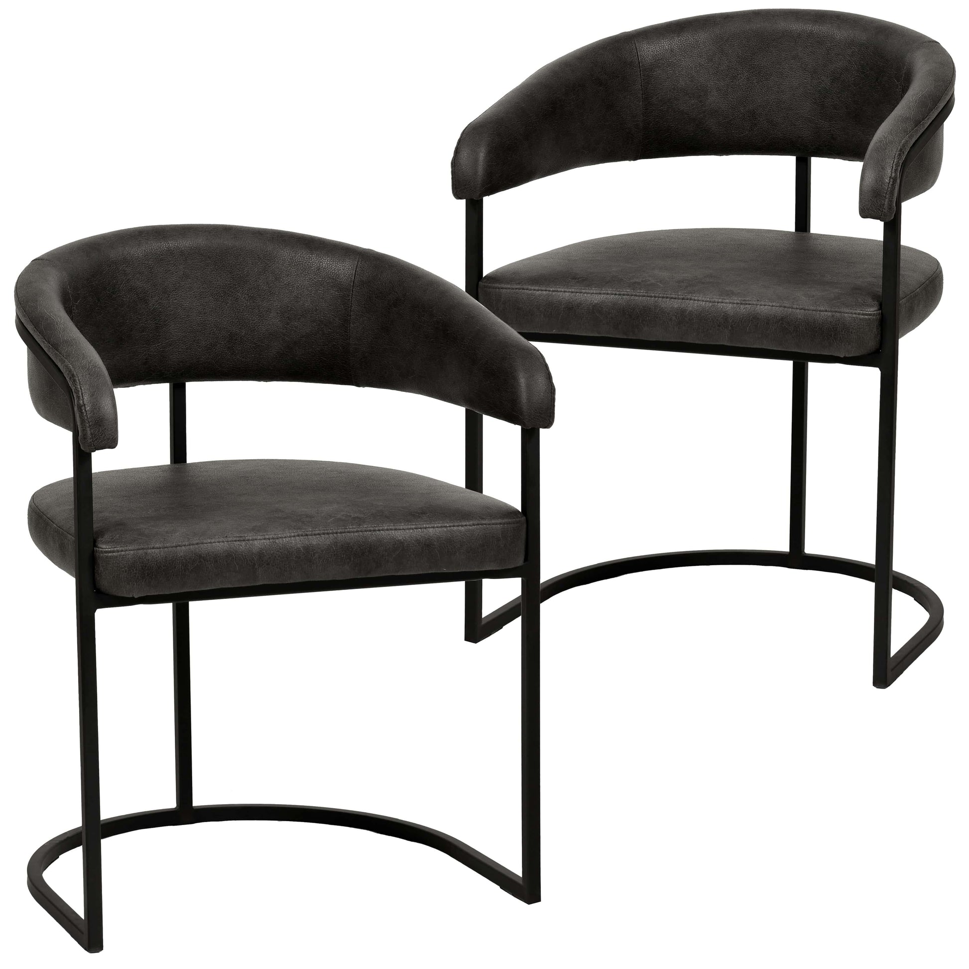 Aero Upholstered Dining Chair Curved Back Design Padded Seat in Iron Set of 2 - Elax Furniture