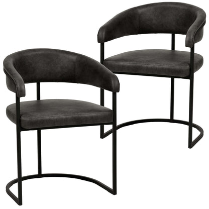 Aero Upholstered Dining Chair Curved Back Design Padded Seat in Iron Set of 2 - Elax Furniture