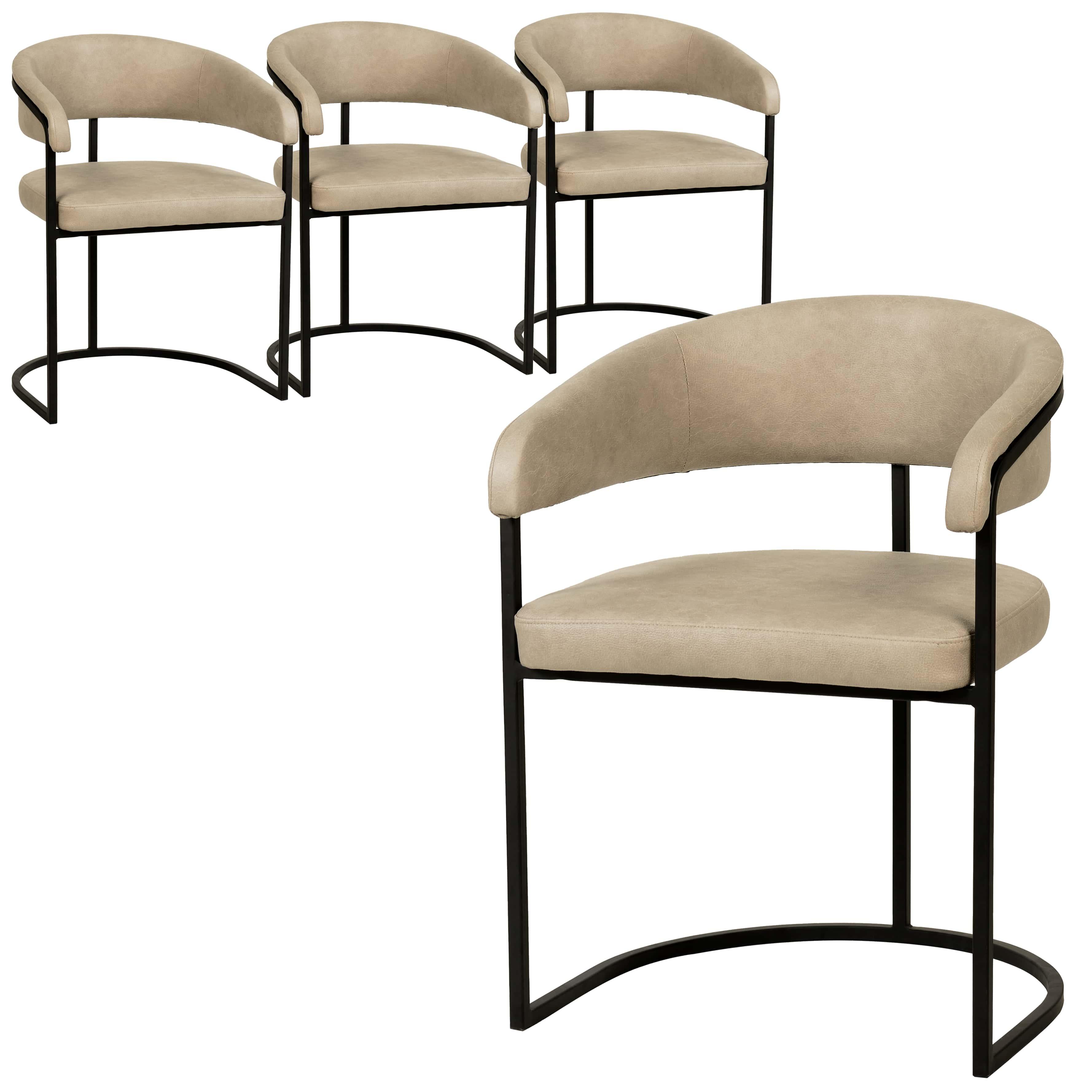 Aero Upholstered Dining Chair Curved Back Design Padded Seat in Iron Set of 4 - Elax Furniture