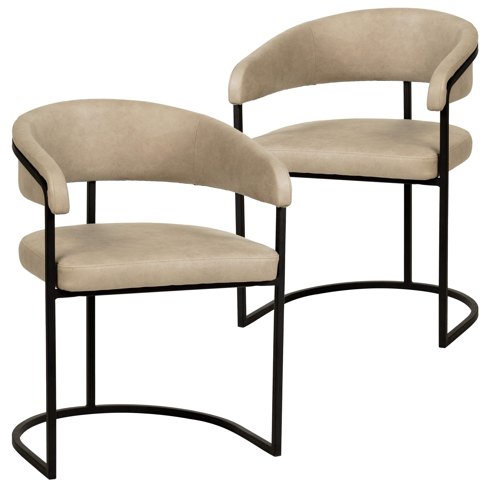Aero Upholstered Dining Chair Curved Back Design Padded Seat in Iron Set of 2 - Elax Furniture