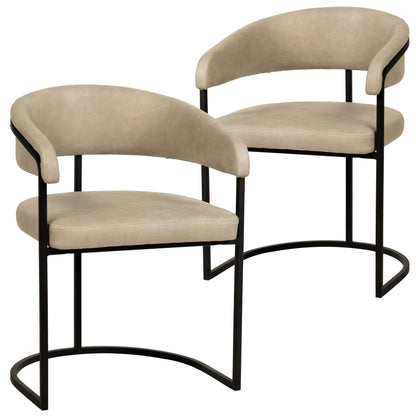 Aero Upholstered Dining Chair Curved Back Design Padded Seat in Iron Set of 2 - Elax Furniture