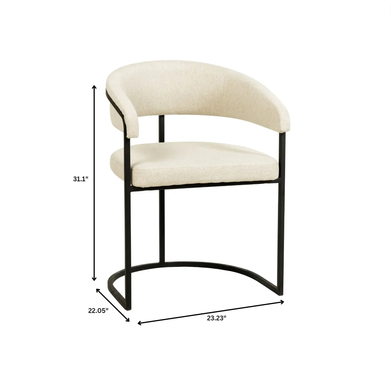 Aero Upholstered Dining Chair Curved Back Design Padded Seat in Iron Set of 2 - Elax Furniture