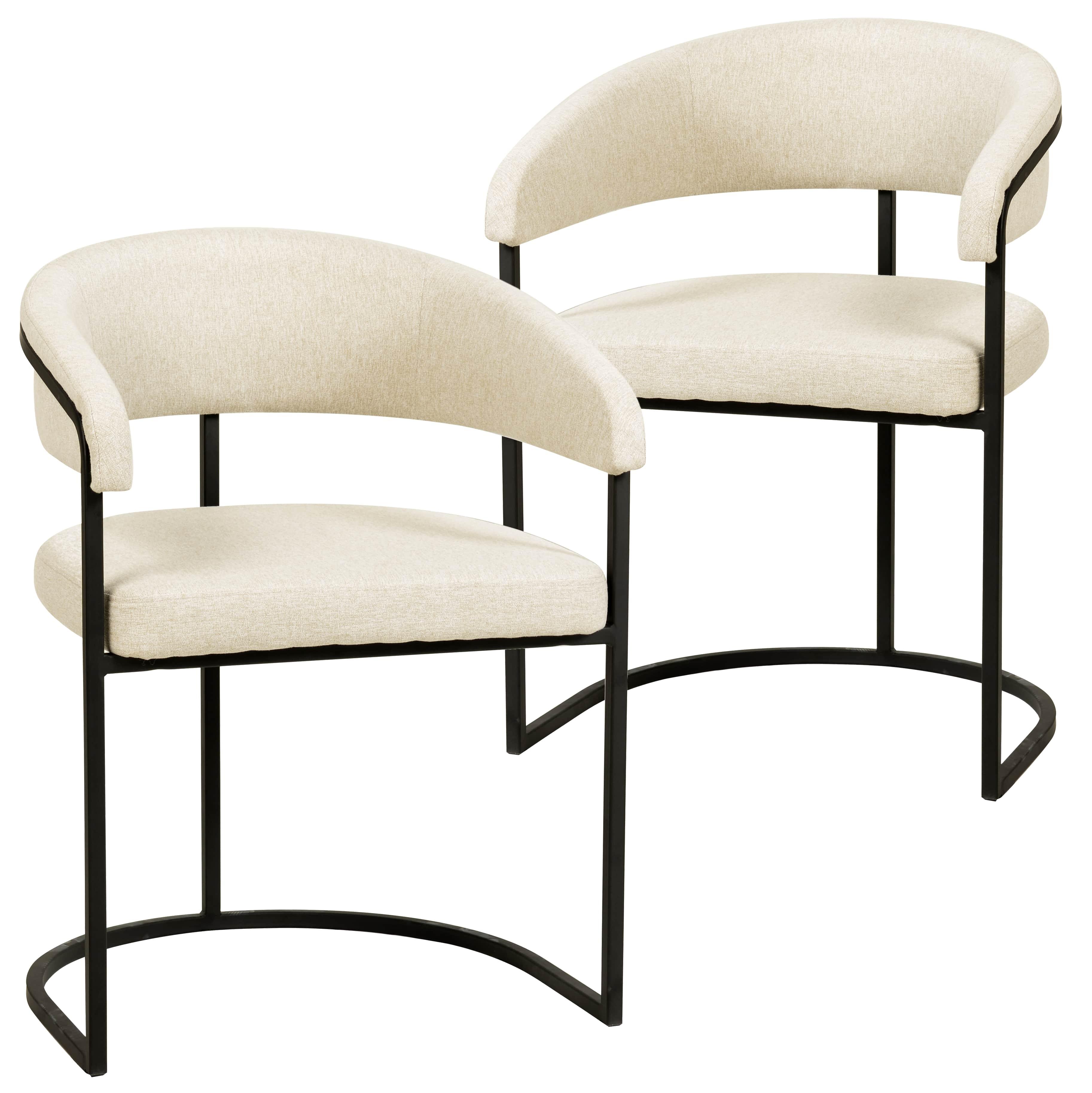 Aero Upholstered Dining Chair Curved Back Design Padded Seat in Iron Set of 2 - Elax Furniture