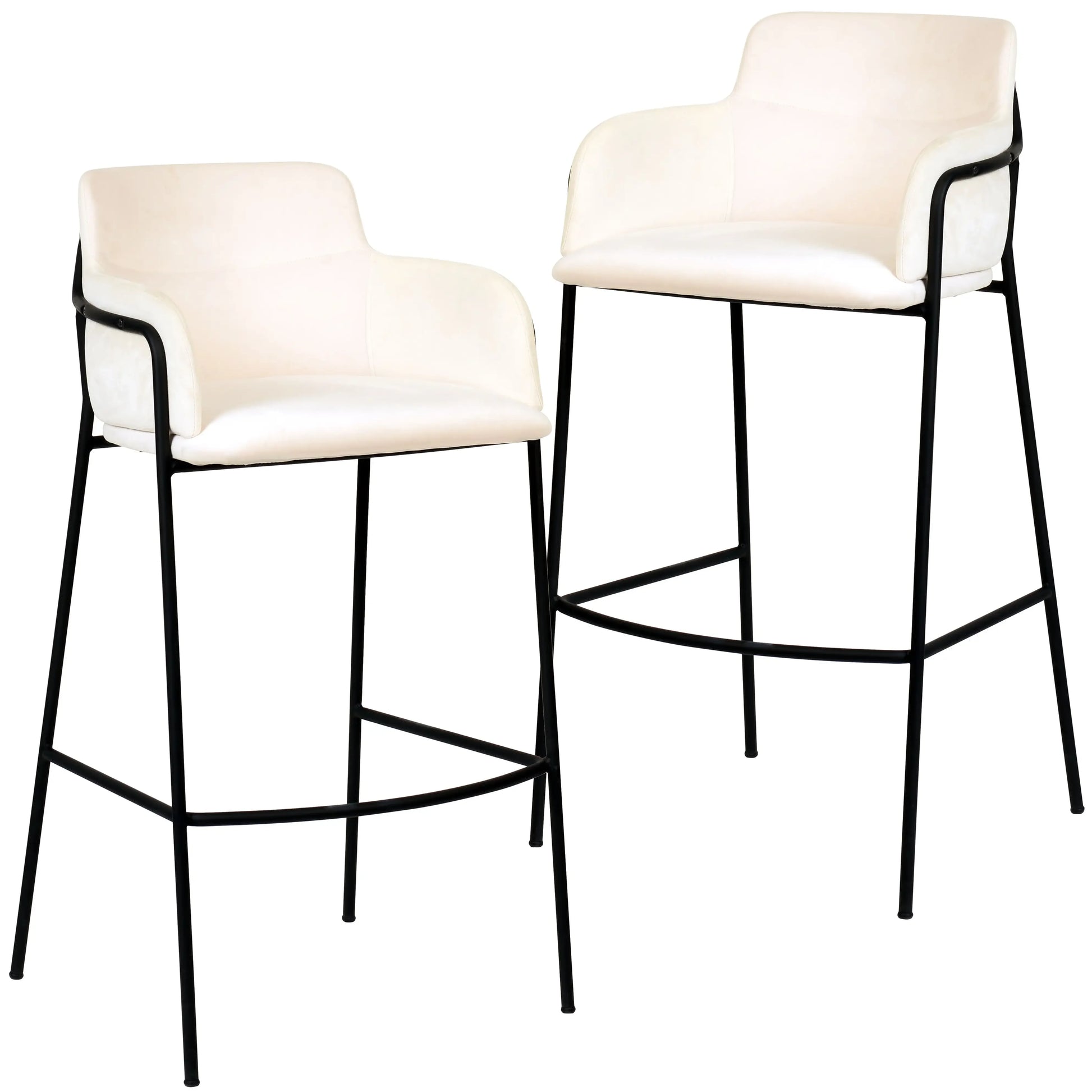 Axis 40" Bar Stool Ergonomic Pub Chair with Black Powder-Coated Stainless Steel Base and Footrest Set of 2 - Elax Furniture
