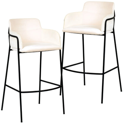 Axis 40" Bar Stool Ergonomic Pub Chair with Black Powder-Coated Stainless Steel Base and Footrest Set of 2 - Elax Furniture