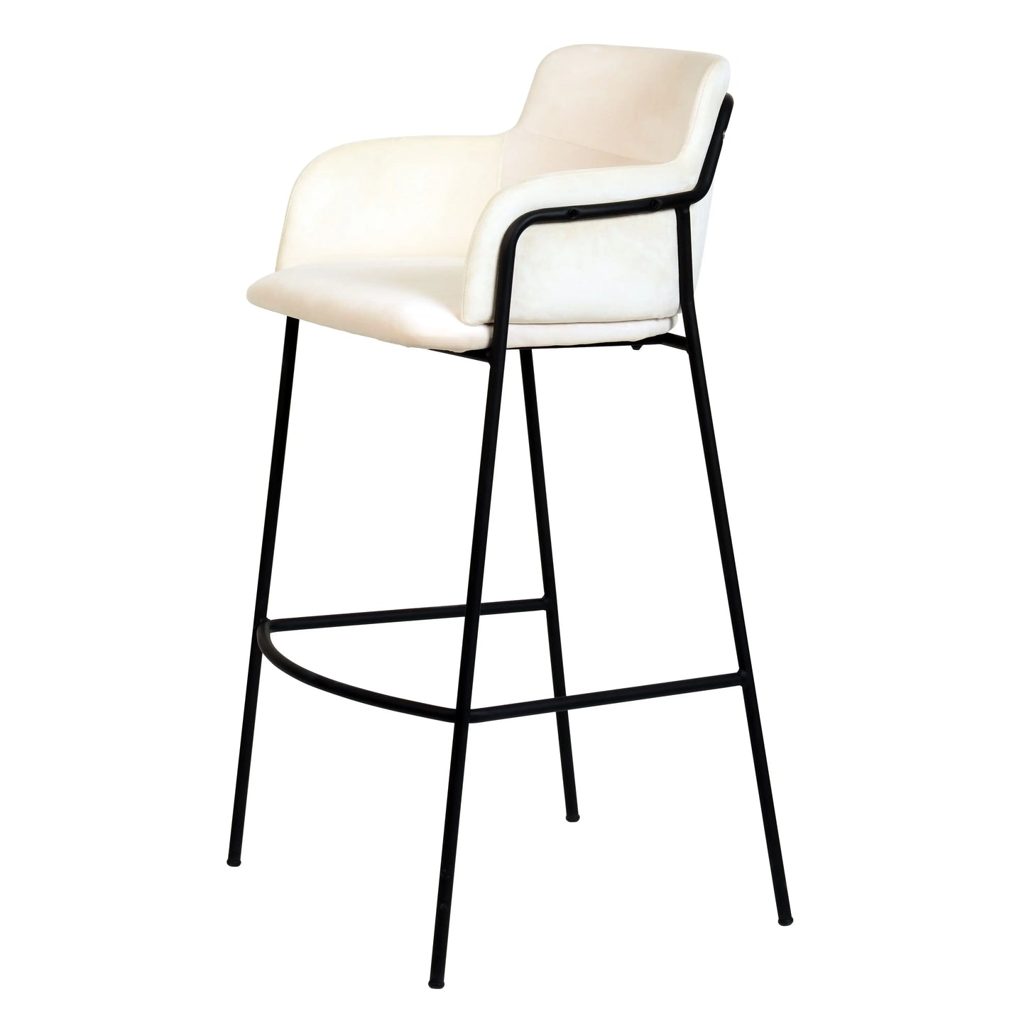 Axis 40" Bar Stool Ergonomic Pub Chair with Black Powder-Coated Stainless Steel Base and Footrest Set of 2 - Elax Furniture