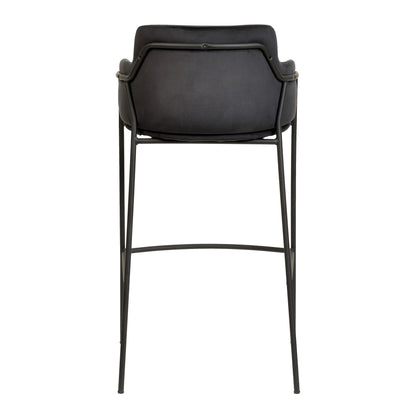 Axis 40" Bar Stool Ergonomic Pub Chair with Black Powder-Coated Stainless Steel Base and Footrest Set of 2 - Elax Furniture