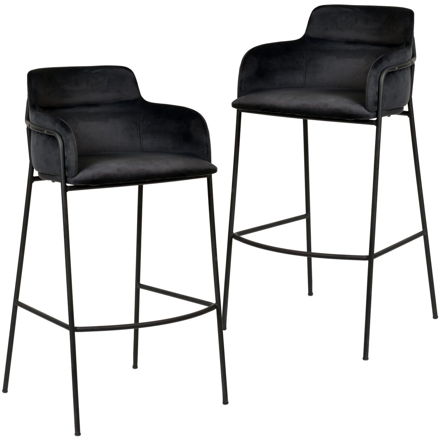 Axis 40" Bar Stool Ergonomic Pub Chair with Black Powder-Coated Stainless Steel Base and Footrest Set of 2 - Elax Furniture