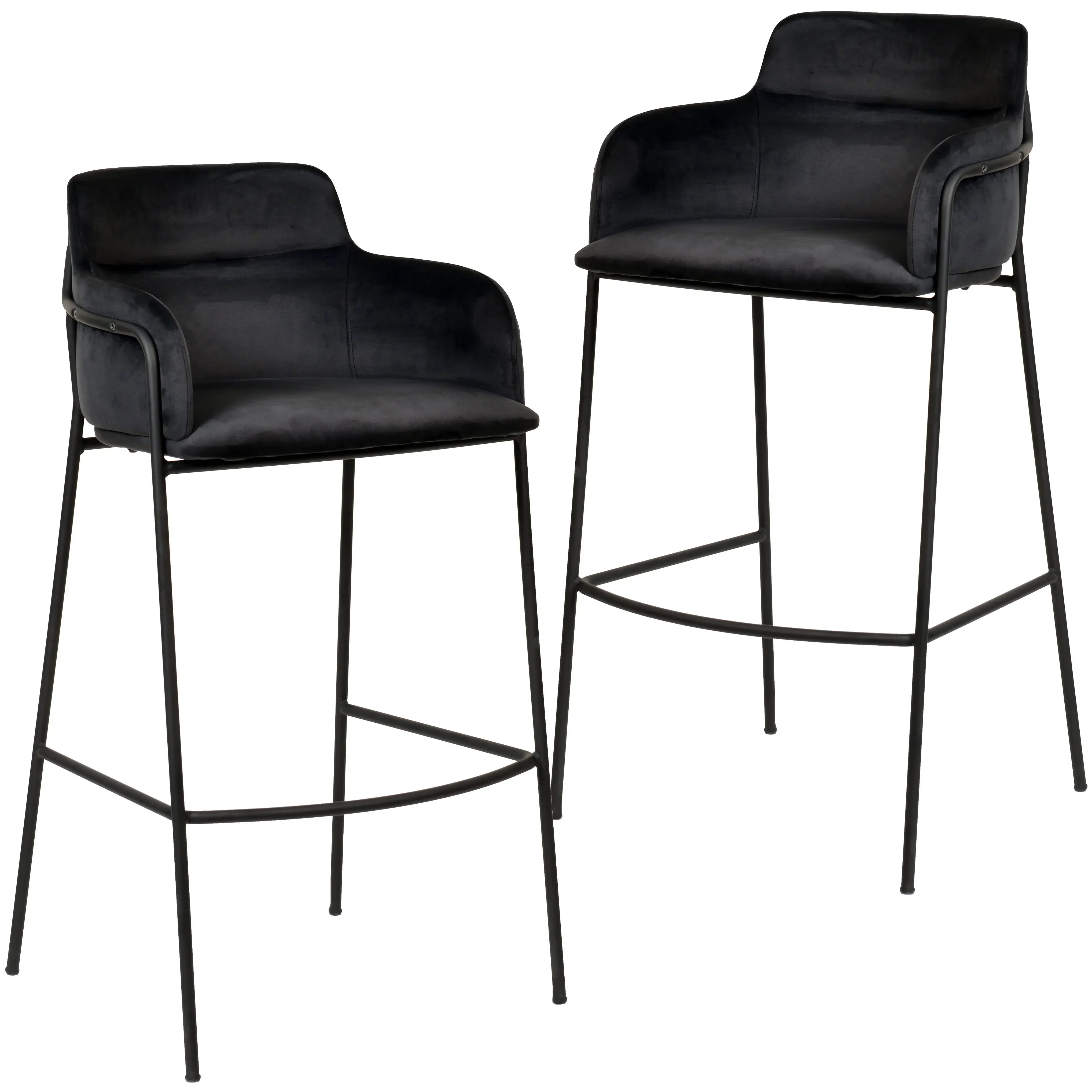 Axis 40" Bar Stool Ergonomic Pub Chair with Black Powder-Coated Stainless Steel Base and Footrest Set of 2 - Elax Furniture