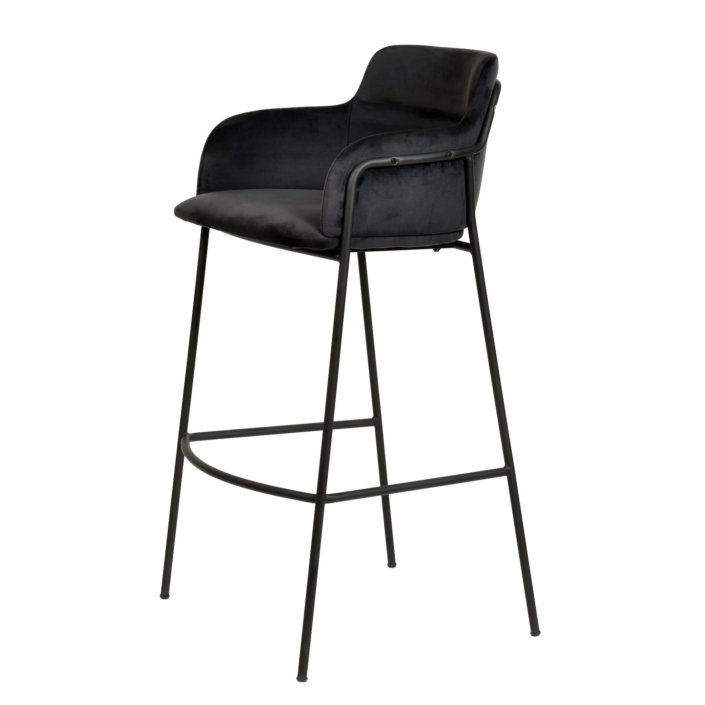 Axis 40" Bar Stool Ergonomic Pub Chair with Black Powder-Coated Stainless Steel Base and Footrest Set of 2 - Elax Furniture