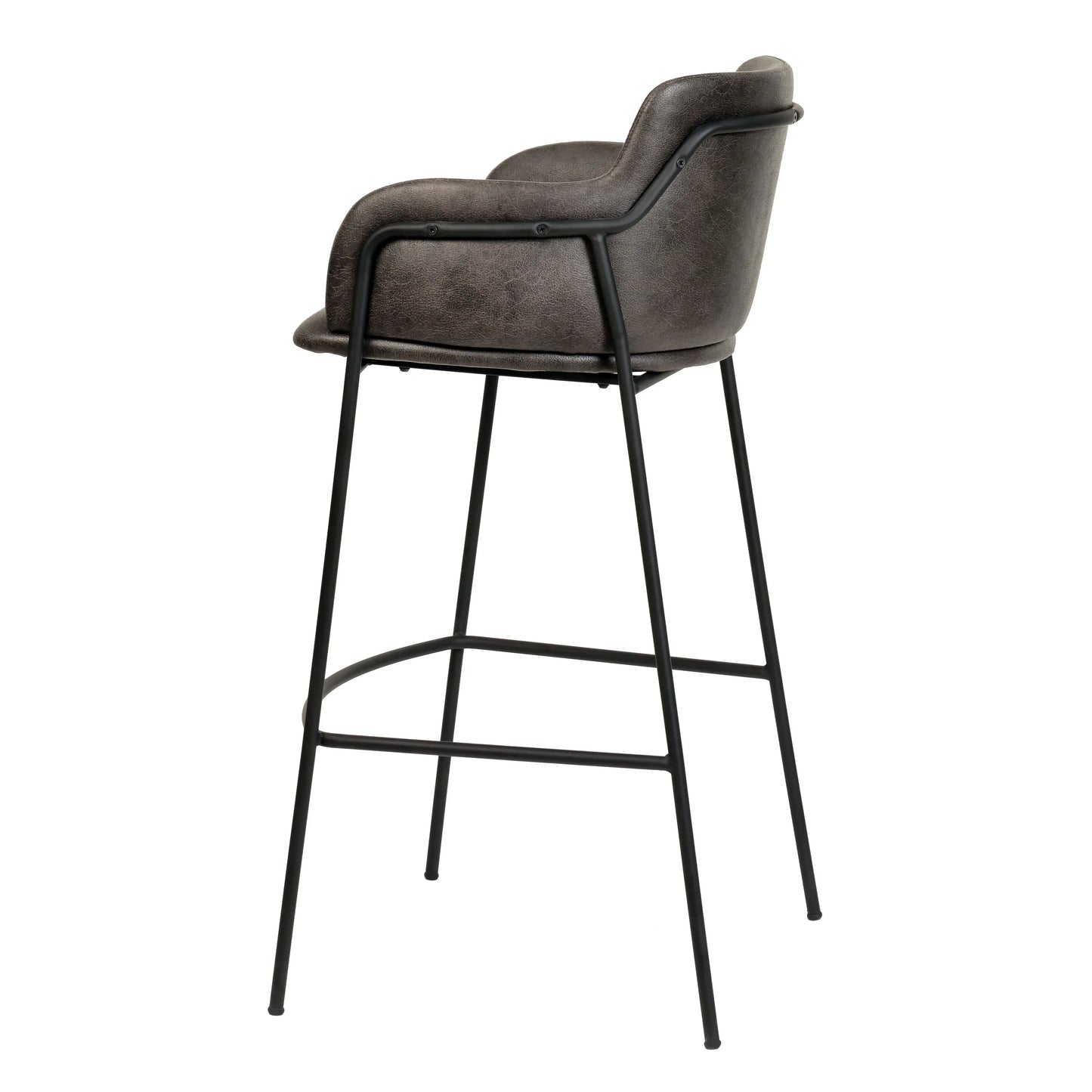 Axis 40" Bar Stool Ergonomic Pub Chair with Black Powder-Coated Stainless Steel Base and Footrest Set of 2 - Elax Furniture