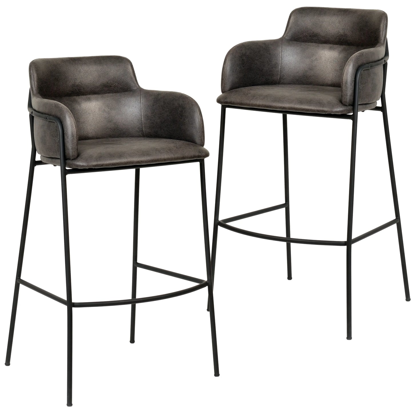 Axis 40" Bar Stool Ergonomic Pub Chair with Black Powder-Coated Stainless Steel Base and Footrest Set of 2 - Elax Furniture