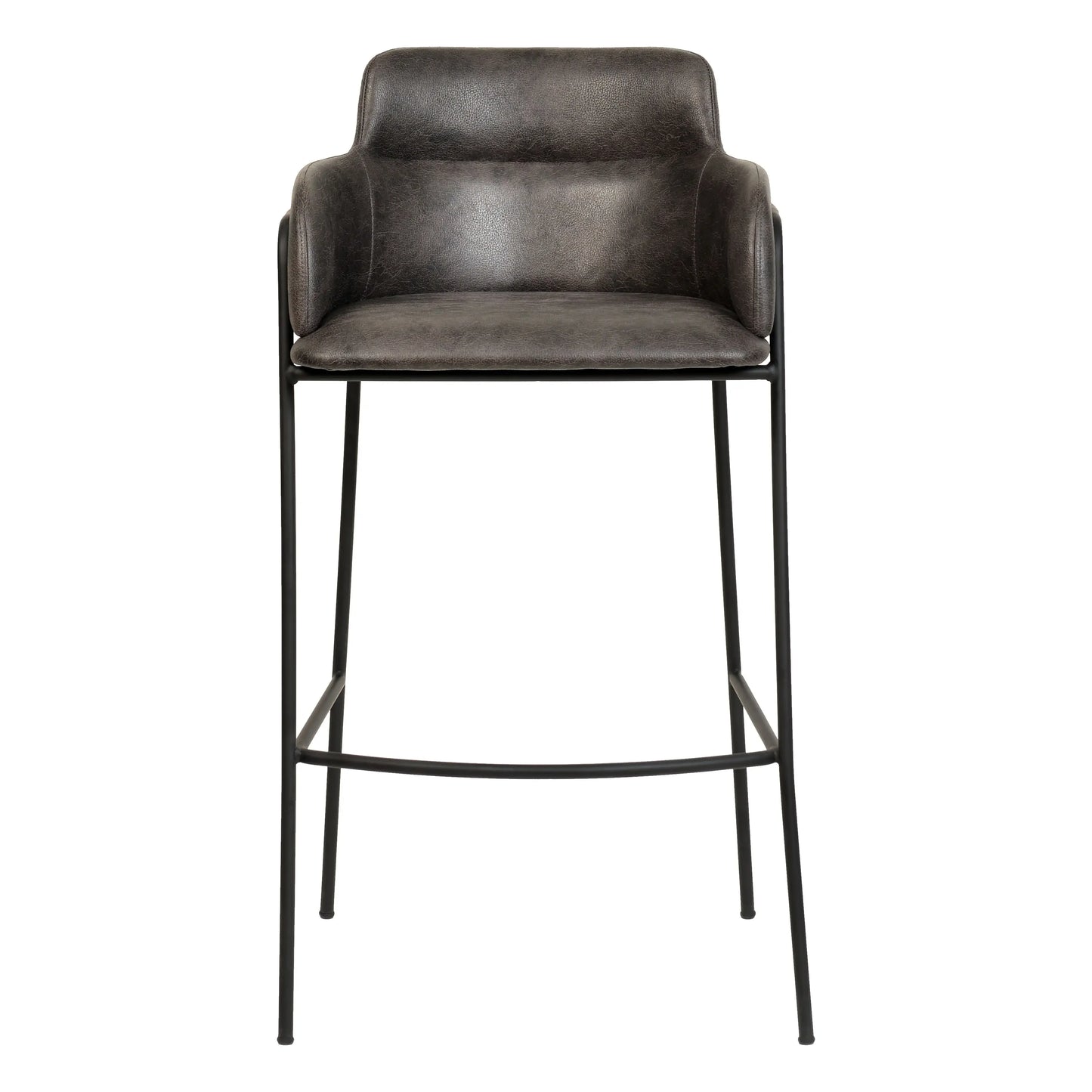 Axis 40" Bar Stool Ergonomic Pub Chair with Black Powder-Coated Stainless Steel Base and Footrest Set of 2 - Elax Furniture