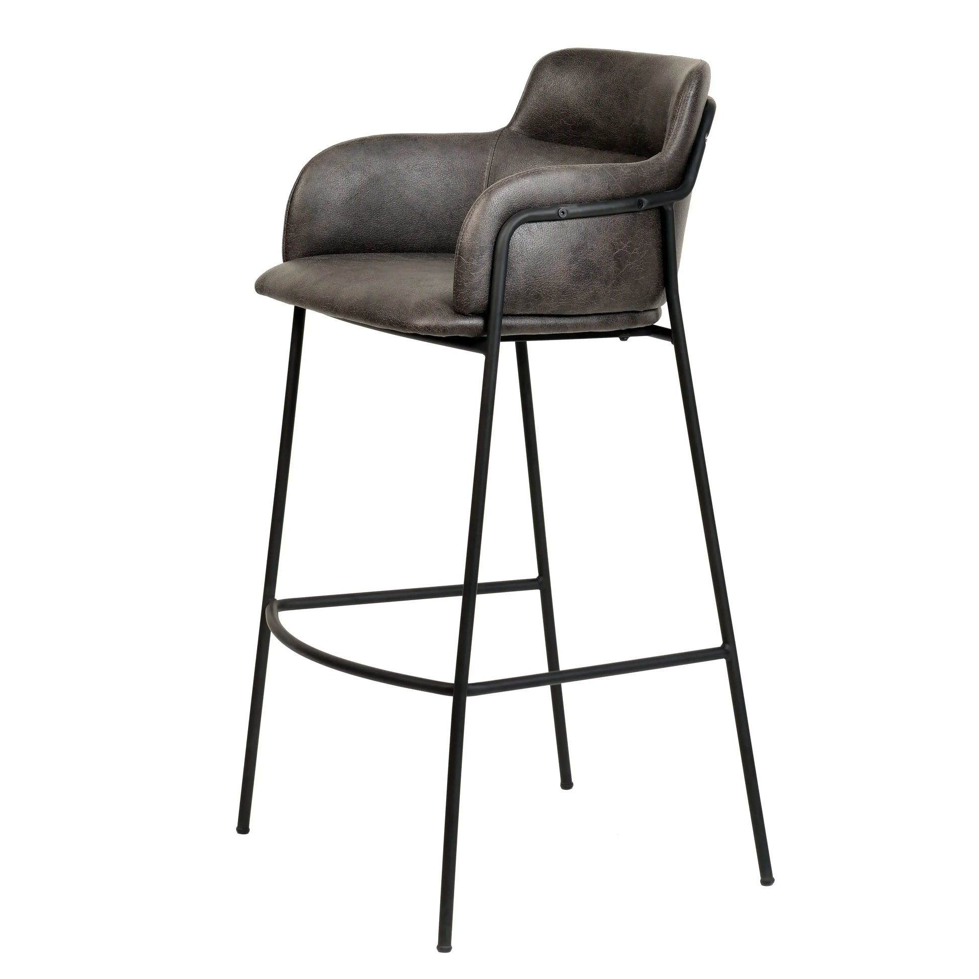Axis 40" Bar Stool Ergonomic Pub Chair with Black Powder-Coated Stainless Steel Base and Footrest Set of 2 - Elax Furniture