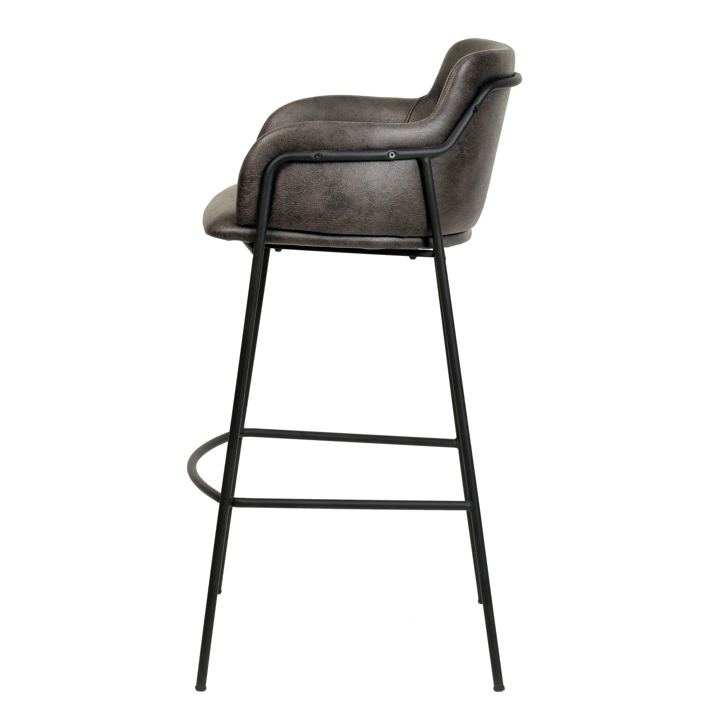 Axis 40" Bar Stool Ergonomic Pub Chair with Black Powder-Coated Stainless Steel Base and Footrest Set of 2 - Elax Furniture