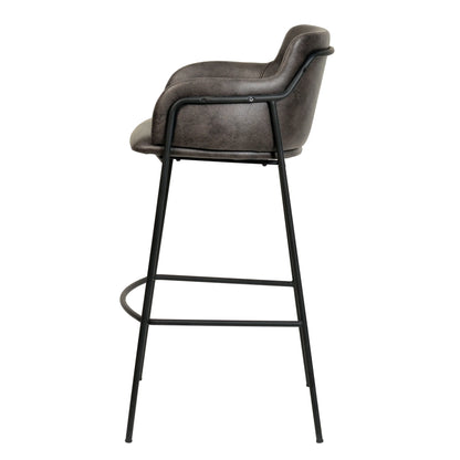 Axis 40" Bar Stool Ergonomic Pub Chair with Black Powder-Coated Stainless Steel Base and Footrest Set of 2 - Elax Furniture