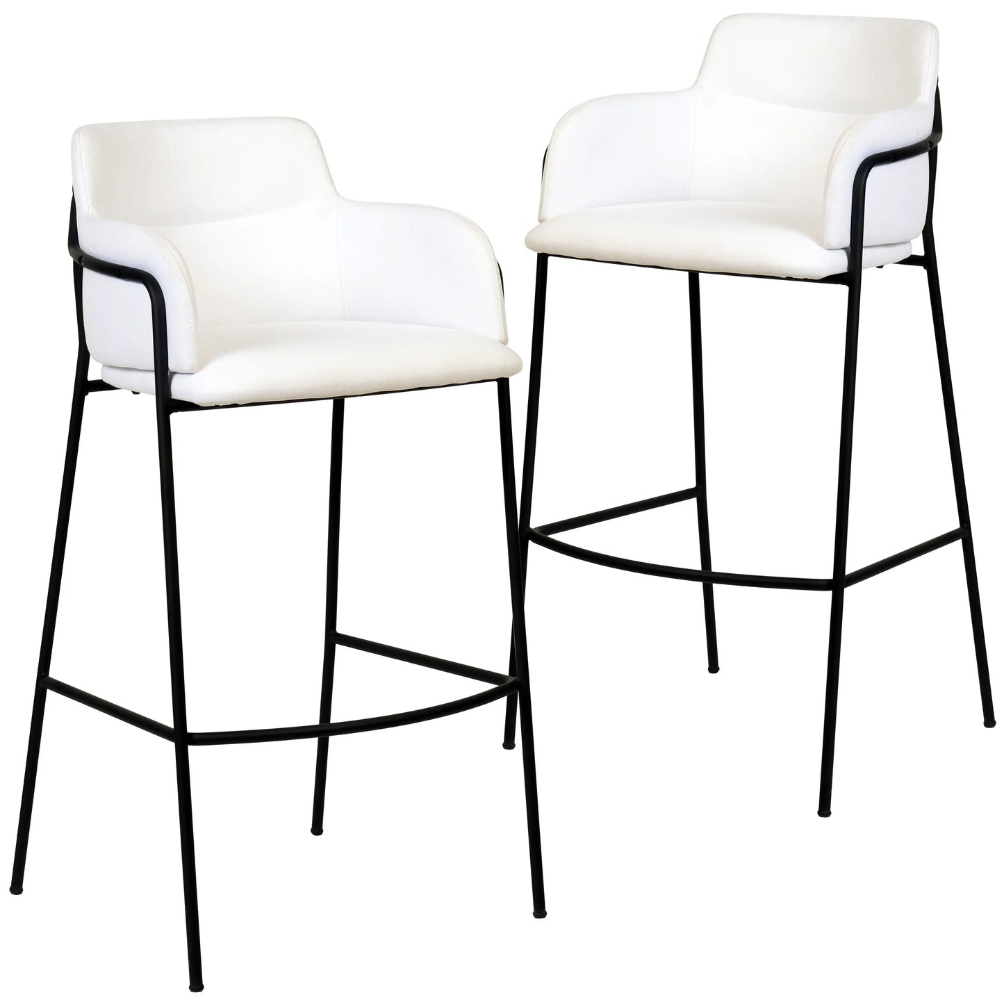 Axis 40" Bar Stool Ergonomic Pub Chair with Black Powder-Coated Stainless Steel Base and Footrest Set of 2 - Elax Furniture
