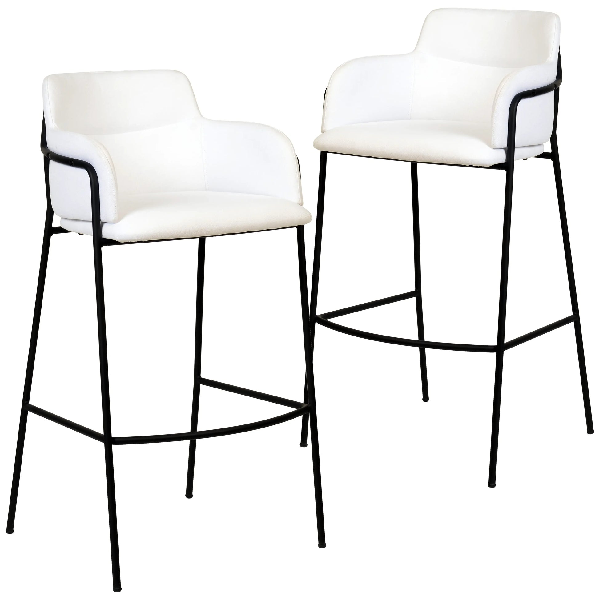 Axis 40" Bar Stool Ergonomic Pub Chair with Black Powder-Coated Stainless Steel Base and Footrest Set of 2 - Elax Furniture