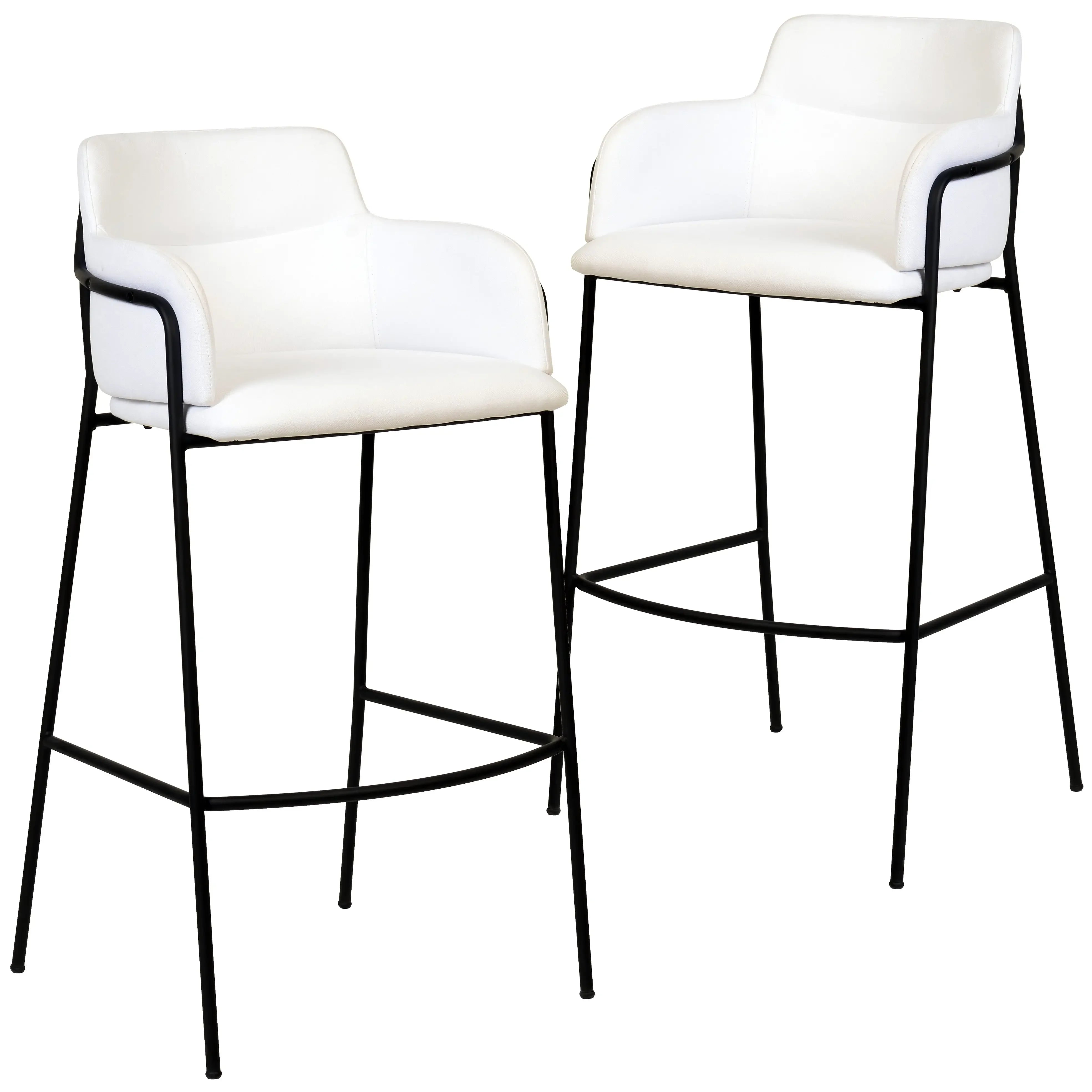 Axis 40" Bar Stool Ergonomic Pub Chair with Black Powder-Coated Stainless Steel Base and Footrest Set of 2 - Elax Furniture
