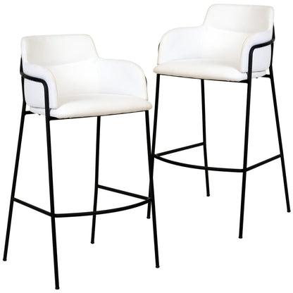 Axis 40" Bar Stool Ergonomic Pub Chair with Black Powder-Coated Stainless Steel Base and Footrest Set of 2 - Elax Furniture