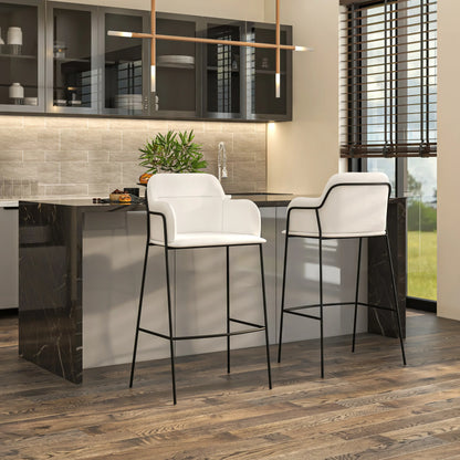 Axis 40" Bar Stool Ergonomic Pub Chair with Black Powder-Coated Stainless Steel Base and Footrest Set of 2 - Elax Furniture