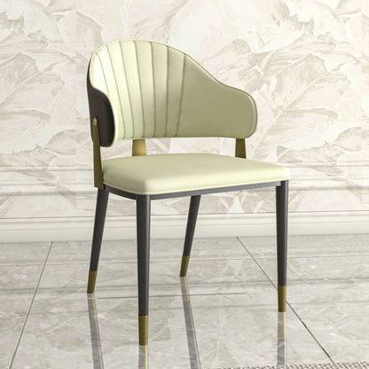 Aria Leather Dining Chair with a Curved Back and Gold Accents Design in Iron Set of 2 - Elax Furniture