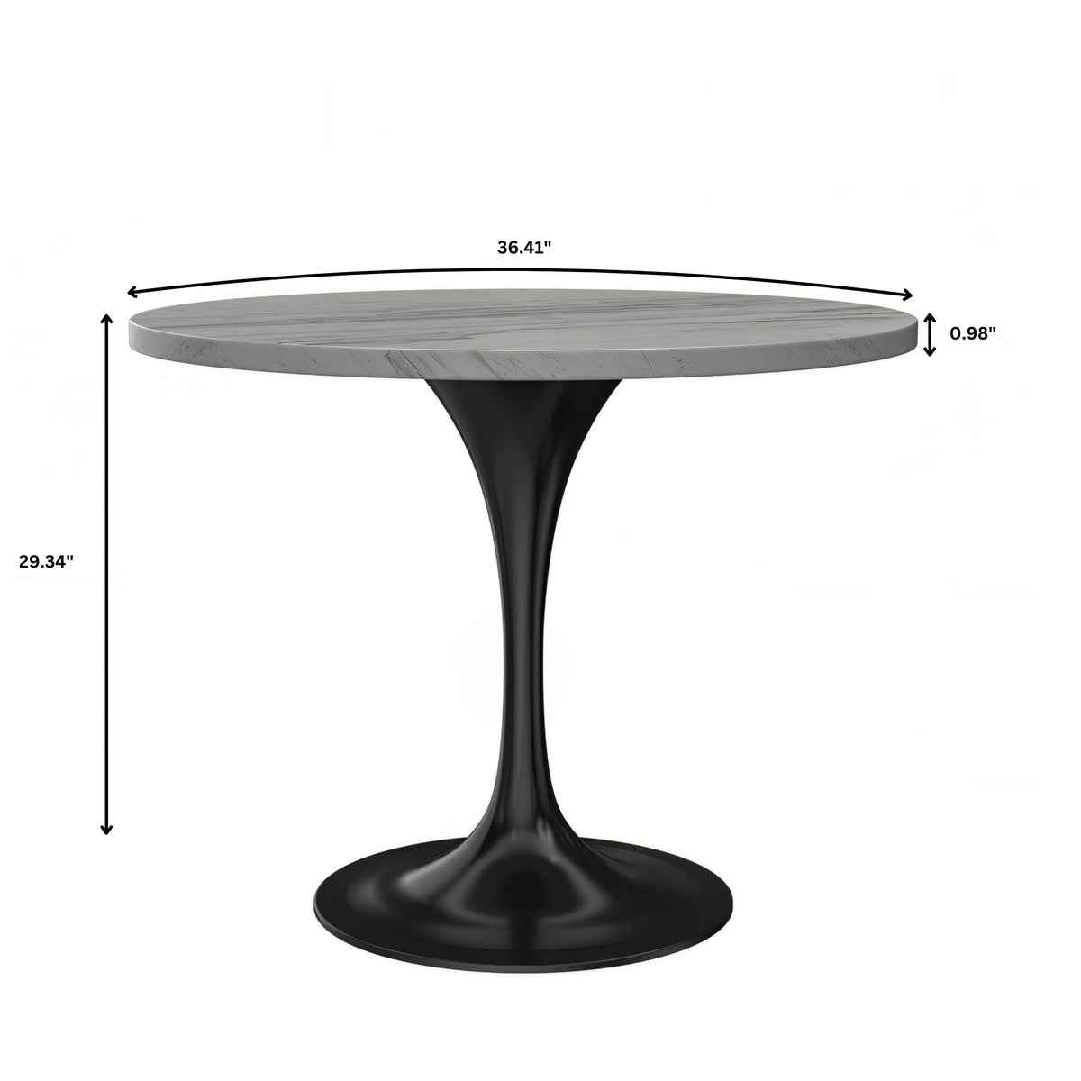 Verve 5-Piece Dining Set with 36" Round Resin Top Table and 4 Leather Dining Chair - Elax Furniture