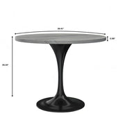 Verve 5-Piece Dining Set with 36" Round Resin Top Table and 4 Leather Dining Chair - Elax Furniture