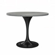 Verve 5-Piece Dining Set with 36" Round Resin Top Table and 4 Leather Dining Chair - Elax Furniture