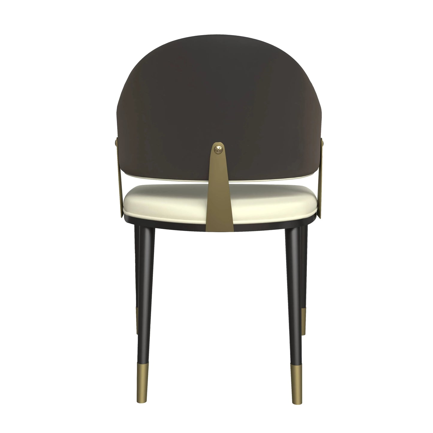 Aria Leather Dining Chair with a Curved Back and Gold Accents Design in Iron Set of 4 - Elax Furniture