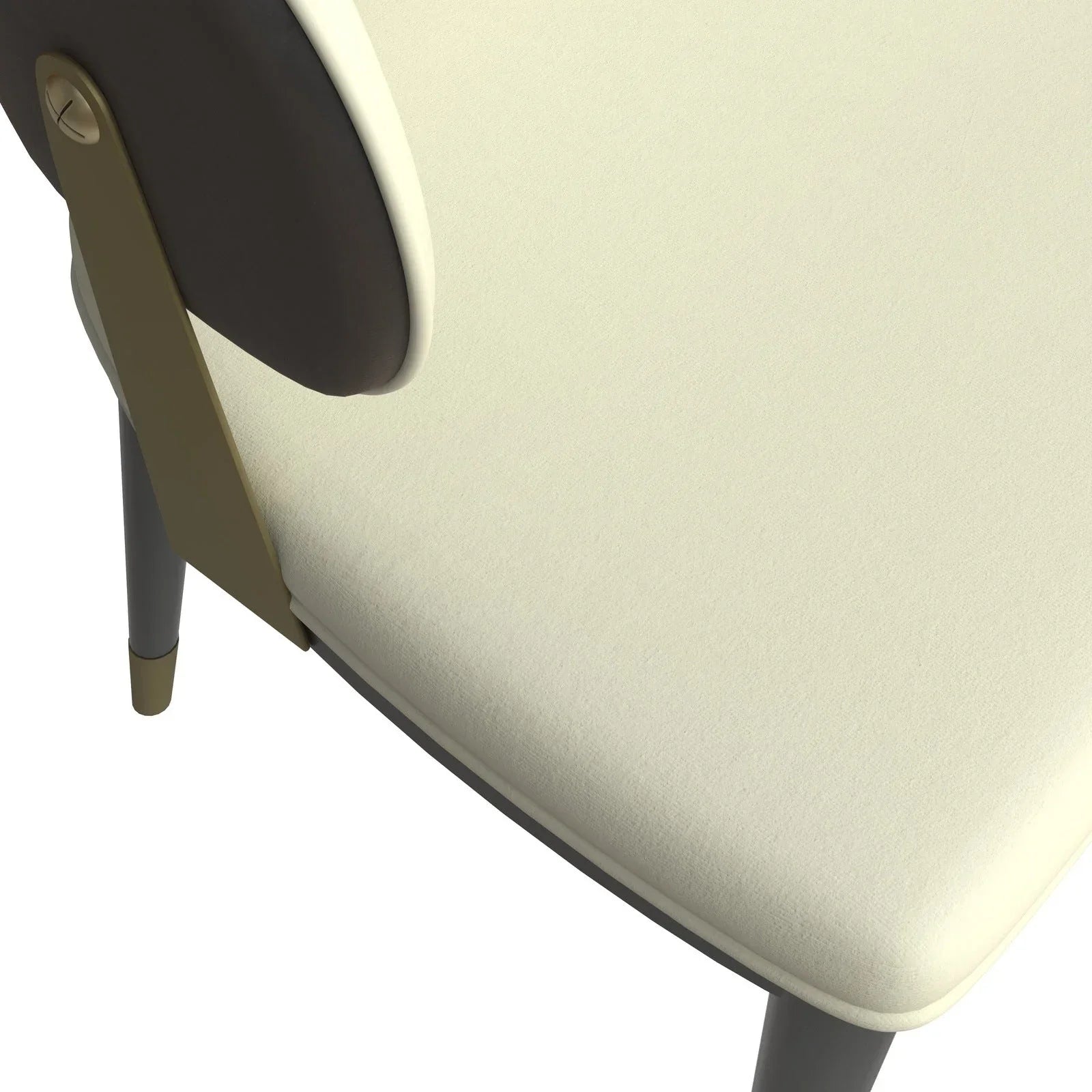 Aria Leather Dining Chair with a Curved Back and Gold Accents Design in Iron - Elax Furniture