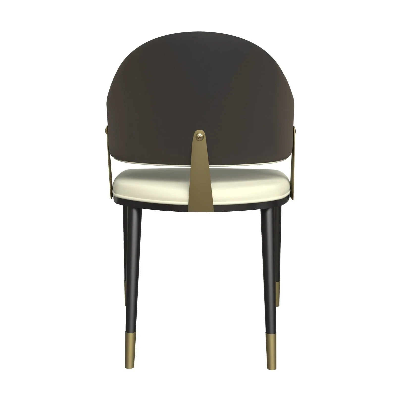 Aria Leather Dining Chair with a Curved Back and Gold Accents Design in Iron - Elax Furniture