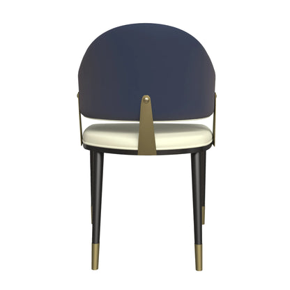 Aria Leather Dining Chair with a Curved Back and Gold Accents Design in Iron Set of 2 - Elax Furniture