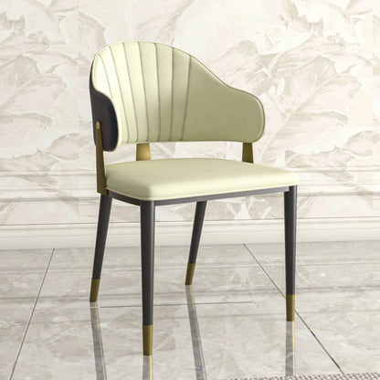 Aria Leather Dining Chair with a Curved Back and Gold Accents Design in Iron Set of 4 - Elax Furniture