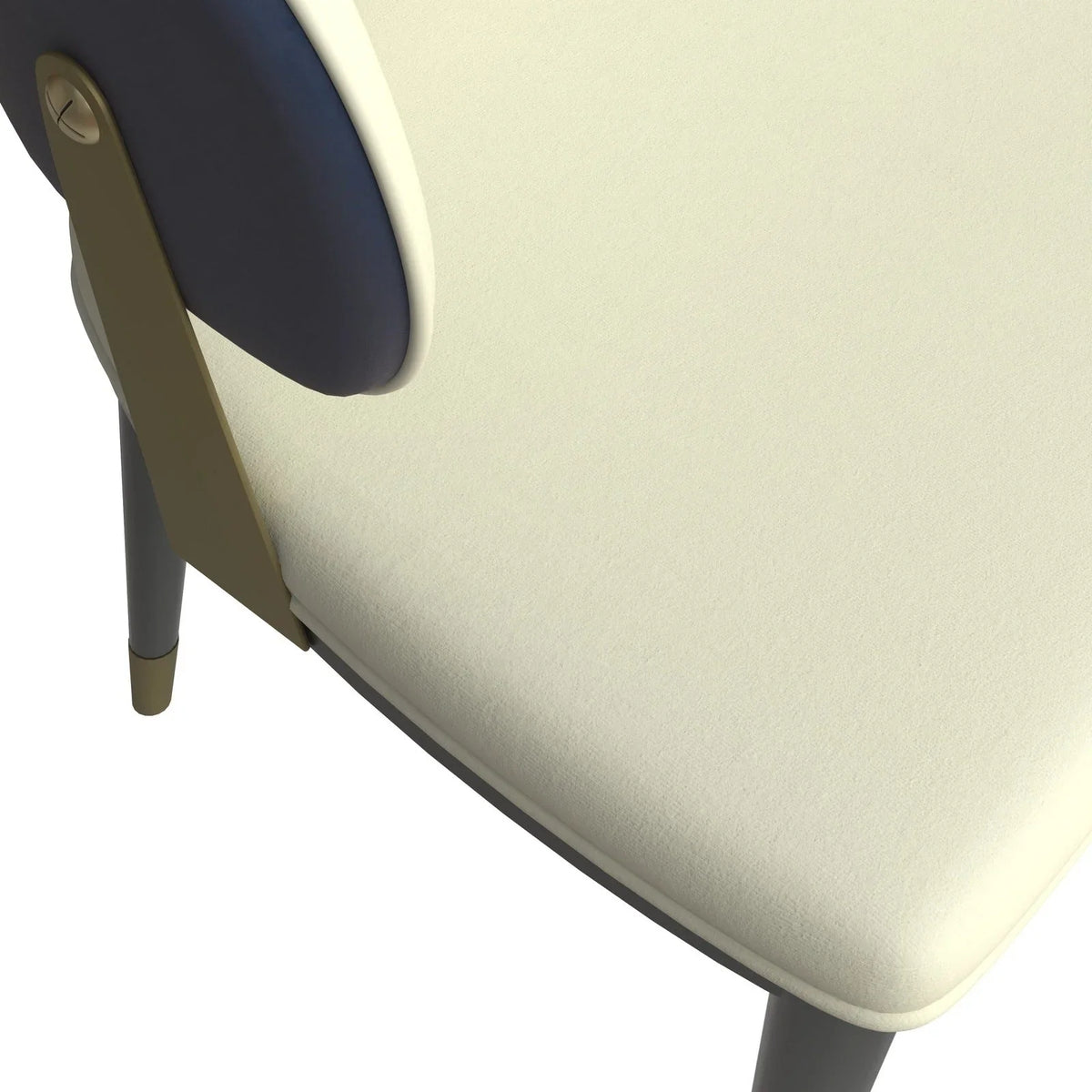 Aria Leather Dining Chair with a Curved Back and Gold Accents Design in Iron - Elax Furniture