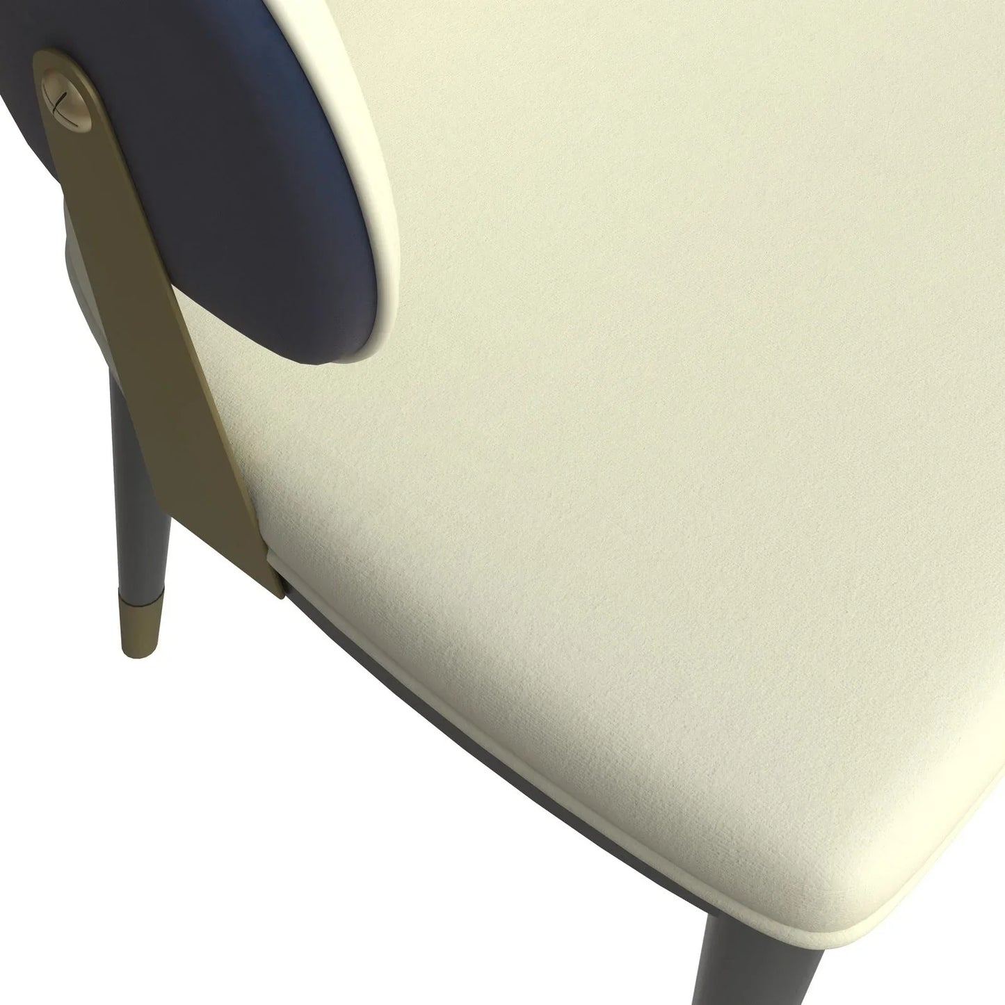 Aria Leather Dining Chair with a Curved Back and Gold Accents Design in Iron - Elax Furniture