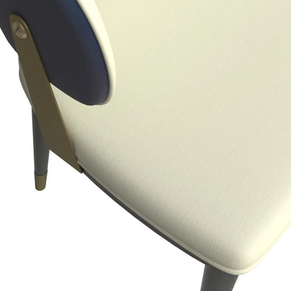 Aria Leather Dining Chair with a Curved Back and Gold Accents Design in Iron - Elax Furniture