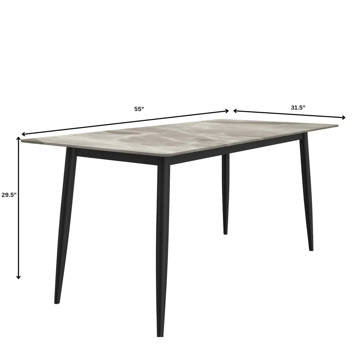 Zayle 7-Piece Dining Set with 55" Rectangular Sintered Stone Top Table and 4 Leather Dining Chair - Elax Furniture