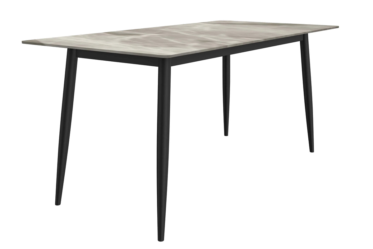 Zayle 7-Piece Dining Set with 55" Rectangular Sintered Stone Top Table and 4 Leather Dining Chair - Elax Furniture