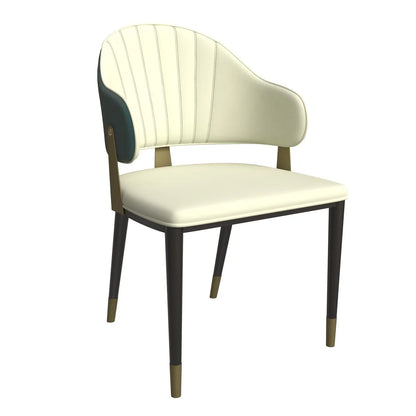 Aria Leather Dining Chair with a Curved Back and Gold Accents Design in Iron - Elax Furniture