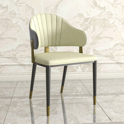 Aria Leather Dining Chair with a Curved Back and Gold Accents Design in Iron Set of 2 - Elax Furniture