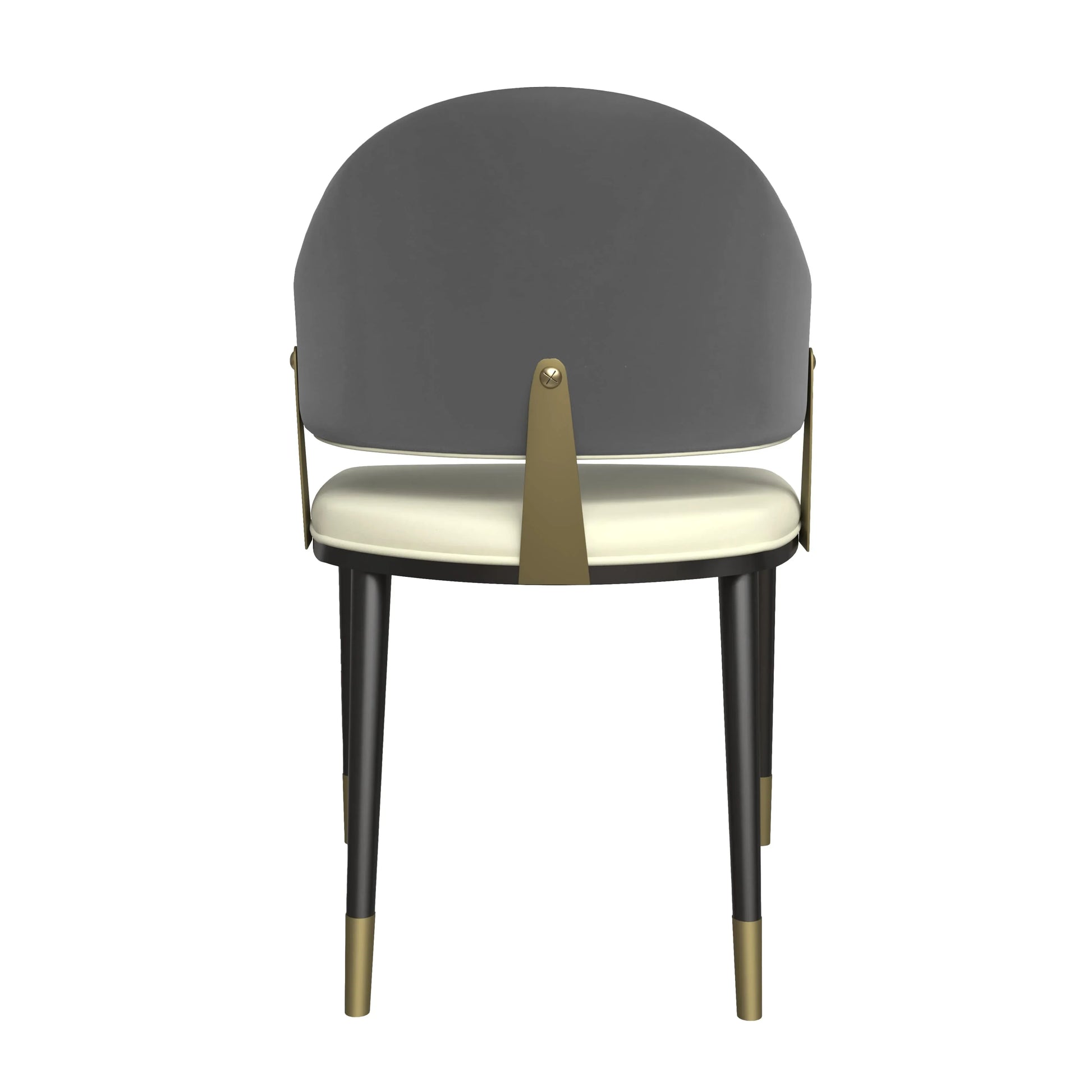 Aria Leather Dining Chair with a Curved Back and Gold Accents Design in Iron Set of 2 - Elax Furniture