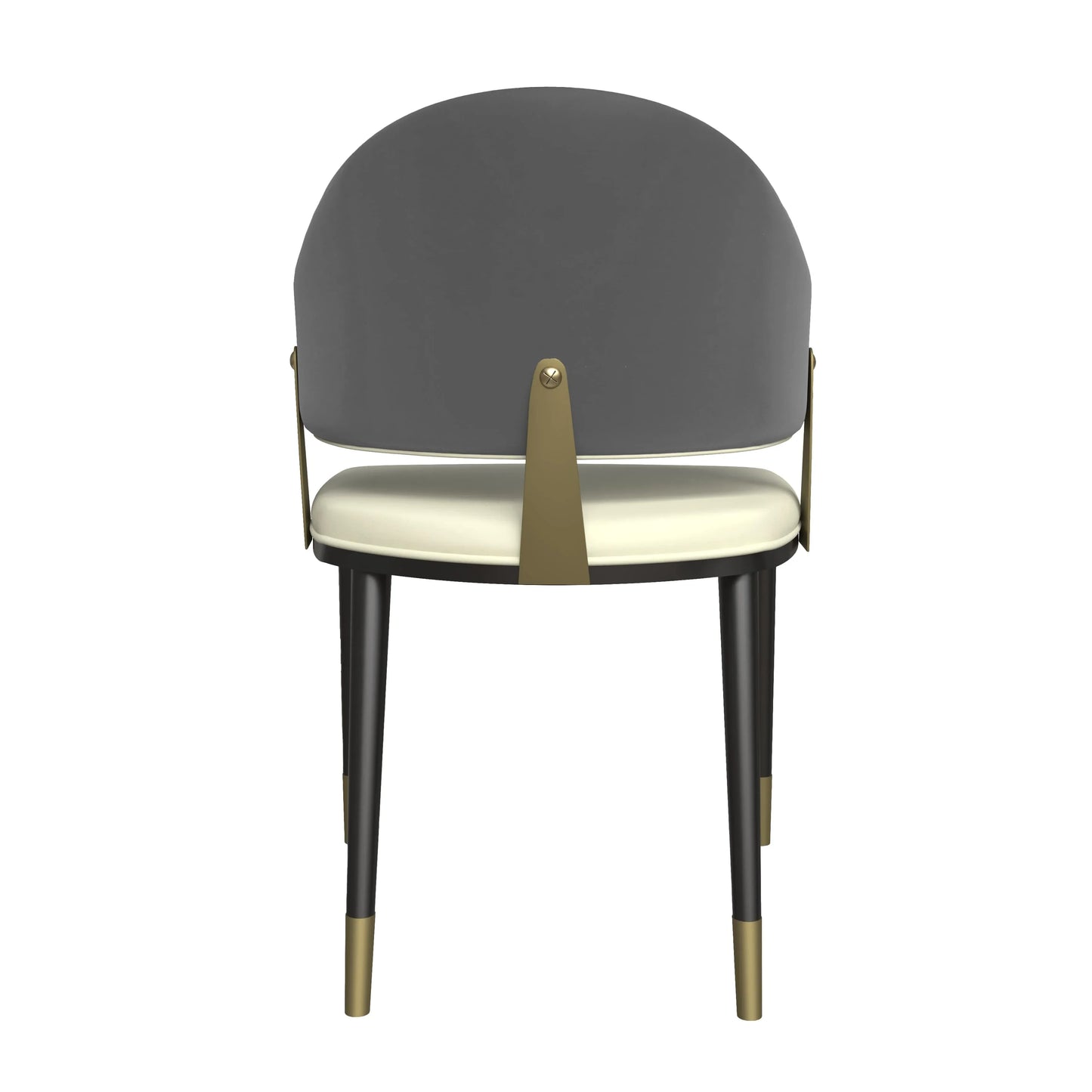 Aria Leather Dining Chair with a Curved Back and Gold Accents Design in Iron Set of 4 - Elax Furniture