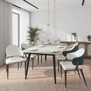 Zayle 7-Piece Dining Set with 55" Rectangular Sintered Stone Top Table and 4 Leather Dining Chair - Elax Furniture