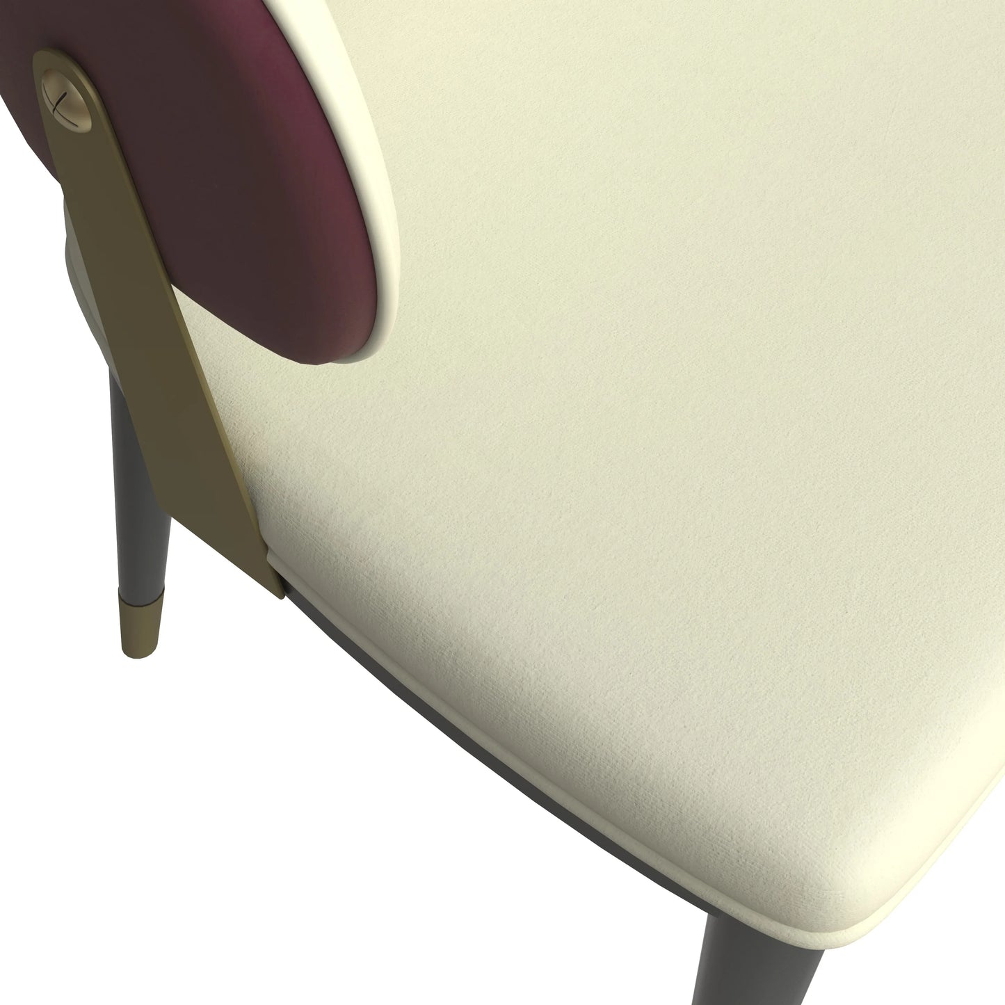 Aria Leather Dining Chair with a Curved Back and Gold Accents Design in Iron Set of 2 - Elax Furniture