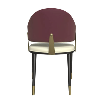 Aria Leather Dining Chair with a Curved Back and Gold Accents Design in Iron Set of 4 - Elax Furniture