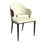 Aria Leather Dining Chair with a Curved Back and Gold Accents Design in Iron - Elax Furniture